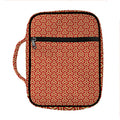 Beige And Red Japanese Pattern Print Front Pocket Bible Bag
