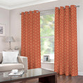 Beige And Red Japanese Pattern Print Grommet Curtains
