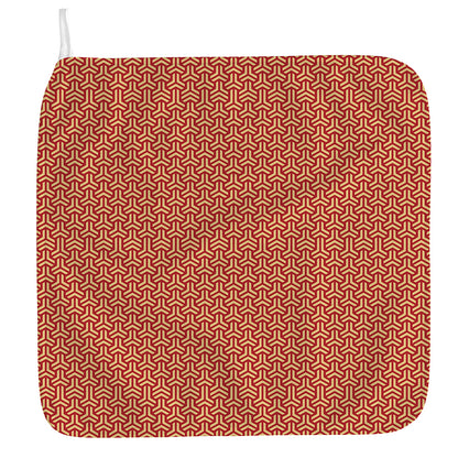 Beige And Red Japanese Pattern Print Hand Towel