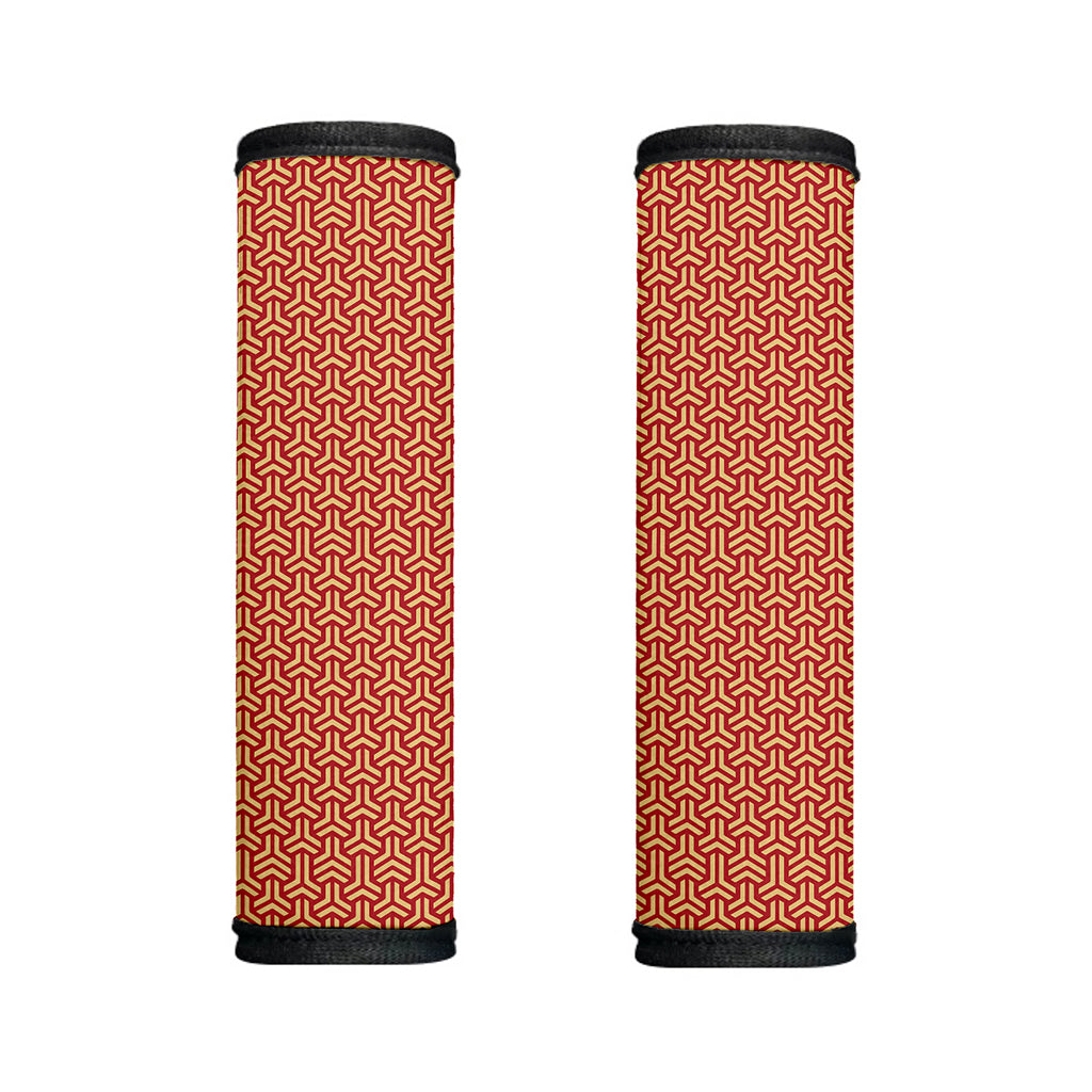 Beige And Red Japanese Pattern Print Handle Covers