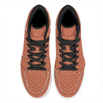 Beige And Red Japanese Pattern Print High Top Leather Sneakers