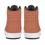 Beige And Red Japanese Pattern Print High Top Leather Sneakers