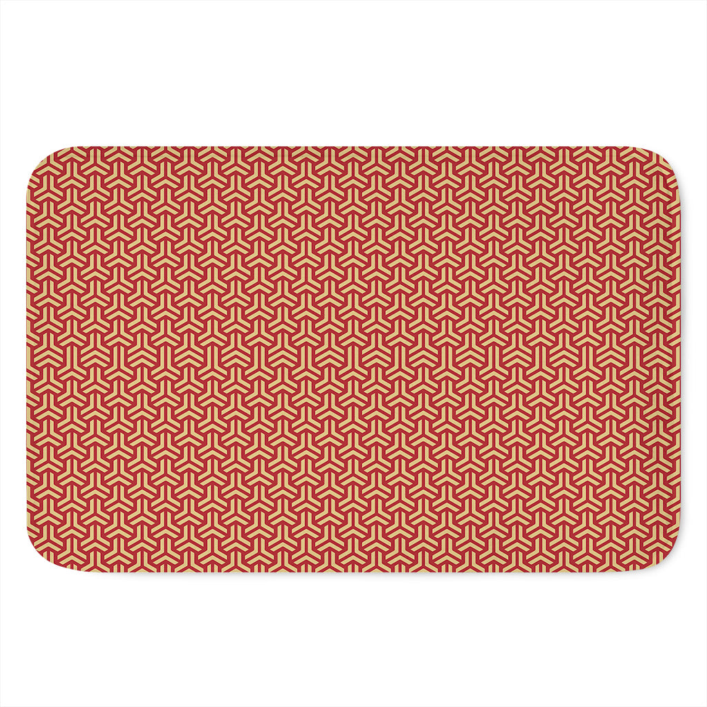 Beige And Red Japanese Pattern Print Indoor Door Mat