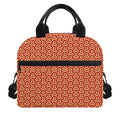 Beige And Red Japanese Pattern Print Insulated Lunch Bag