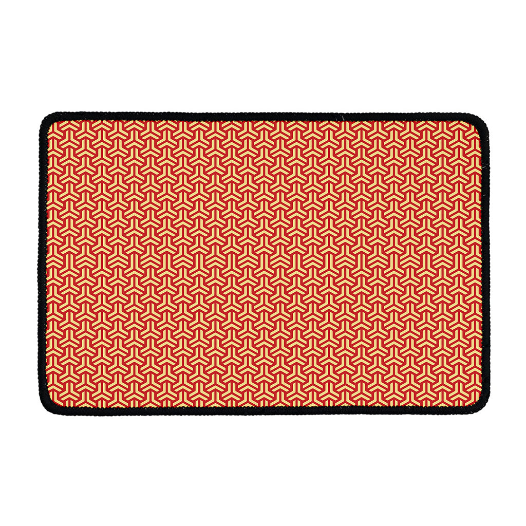 Beige And Red Japanese Pattern Print Kitchen Mat