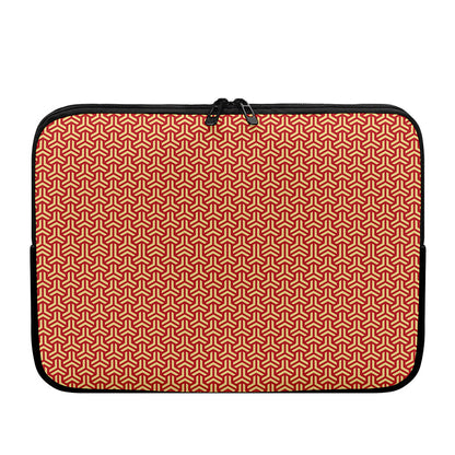 Beige And Red Japanese Pattern Print Laptop Sleeve