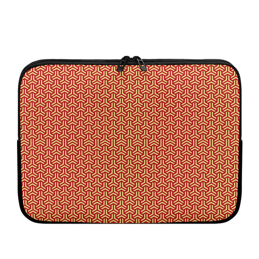 Beige And Red Japanese Pattern Print Laptop Sleeve