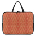 Beige And Red Japanese Pattern Print Laptop Sleeve With Handle