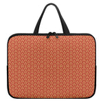 Beige And Red Japanese Pattern Print Laptop Sleeve With Handle