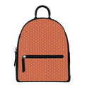Beige And Red Japanese Pattern Print Leather Backpack