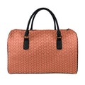 Beige And Red Japanese Pattern Print Leather Duffel Bag