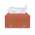 Beige And Red Japanese Pattern Print Leather Tissue Box Cover