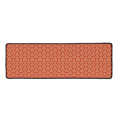 Beige And Red Japanese Pattern Print Long Kitchen Mat