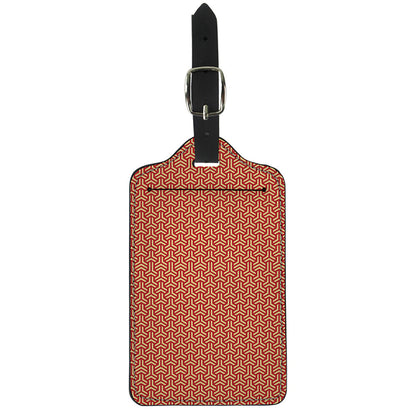 Beige And Red Japanese Pattern Print Luggage Tag