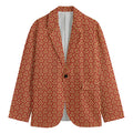 Beige And Red Japanese Pattern Print Men's Blazer