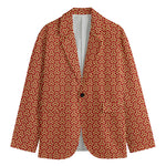 Beige And Red Japanese Pattern Print Men's Blazer