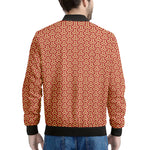 Beige And Red Japanese Pattern Print Men's Bomber Jacket