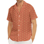 Beige And Red Japanese Pattern Print Men's Deep V-Neck Shirt