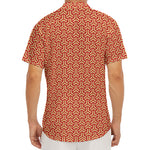 Beige And Red Japanese Pattern Print Men's Deep V-Neck Shirt