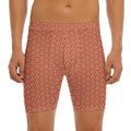 Beige And Red Japanese Pattern Print Men's Long Boxer Briefs