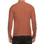 Beige And Red Japanese Pattern Print Men's Long Sleeve Rash Guard