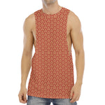 Beige And Red Japanese Pattern Print Men's Muscle Tank Top