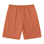Beige And Red Japanese Pattern Print Men's Swim Trunks