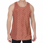 Beige And Red Japanese Pattern Print Men's Velvet Tank Top