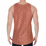 Beige And Red Japanese Pattern Print Men's Velvet Tank Top