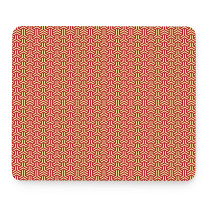 Beige And Red Japanese Pattern Print Mouse Pad