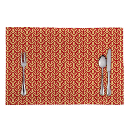 Beige And Red Japanese Pattern Print Placemat