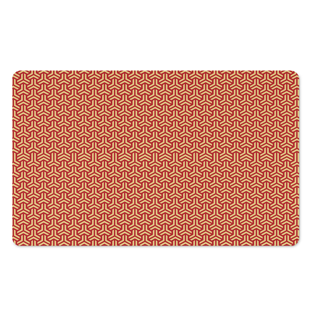 Beige And Red Japanese Pattern Print Polyester Doormat