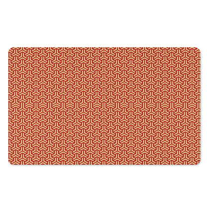 Beige And Red Japanese Pattern Print Polyester Doormat