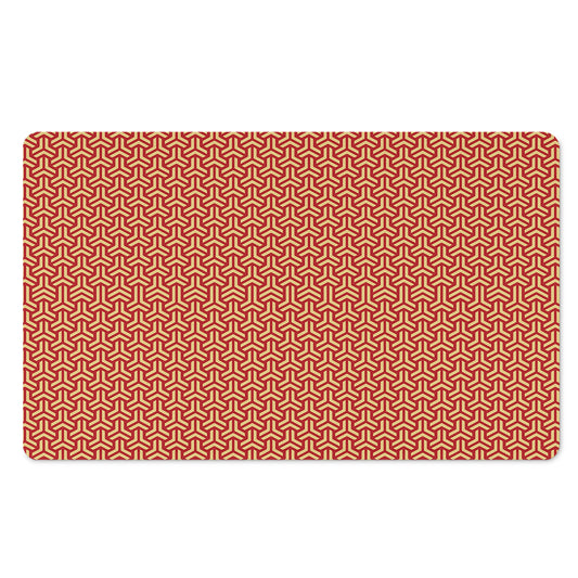 Beige And Red Japanese Pattern Print Polyester Doormat