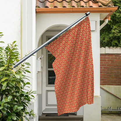 Beige And Red Japanese Pattern Print Polyester Flag