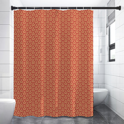 Beige And Red Japanese Pattern Print Premium Shower Curtain