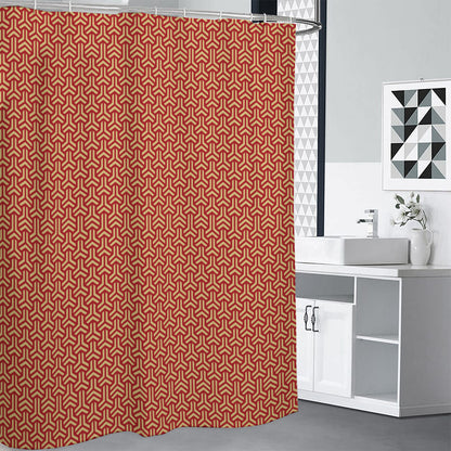 Beige And Red Japanese Pattern Print Premium Shower Curtain