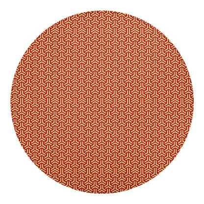 Beige And Red Japanese Pattern Print Round Blanket