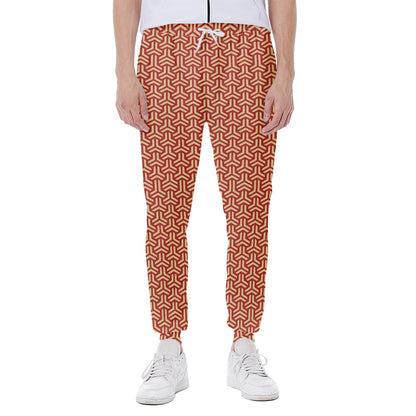 Beige And Red Japanese Pattern Print Scuba Joggers