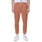 Beige And Red Japanese Pattern Print Scuba Joggers