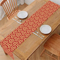 Beige And Red Japanese Pattern Print Table Runner