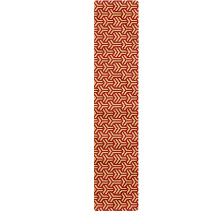 Beige And Red Japanese Pattern Print Table Runner