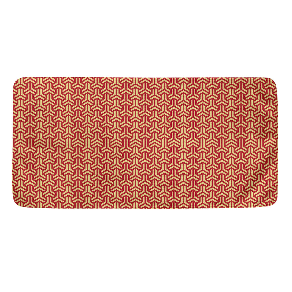 Beige And Red Japanese Pattern Print Towel