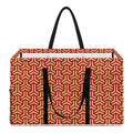 Beige And Red Japanese Pattern Print Utility Tote Bag