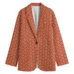 Beige And Red Japanese Pattern Print Women's Blazer