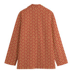 Beige And Red Japanese Pattern Print Women's Blazer