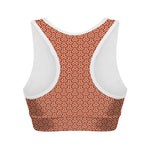Beige And Red Japanese Pattern Print Women's Sports Bra