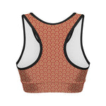 Beige And Red Japanese Pattern Print Women's Sports Bra