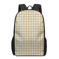 Beige And White Check Pattern Print 17 Inch Backpack