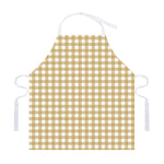 Beige And White Check Pattern Print Adjustable Apron